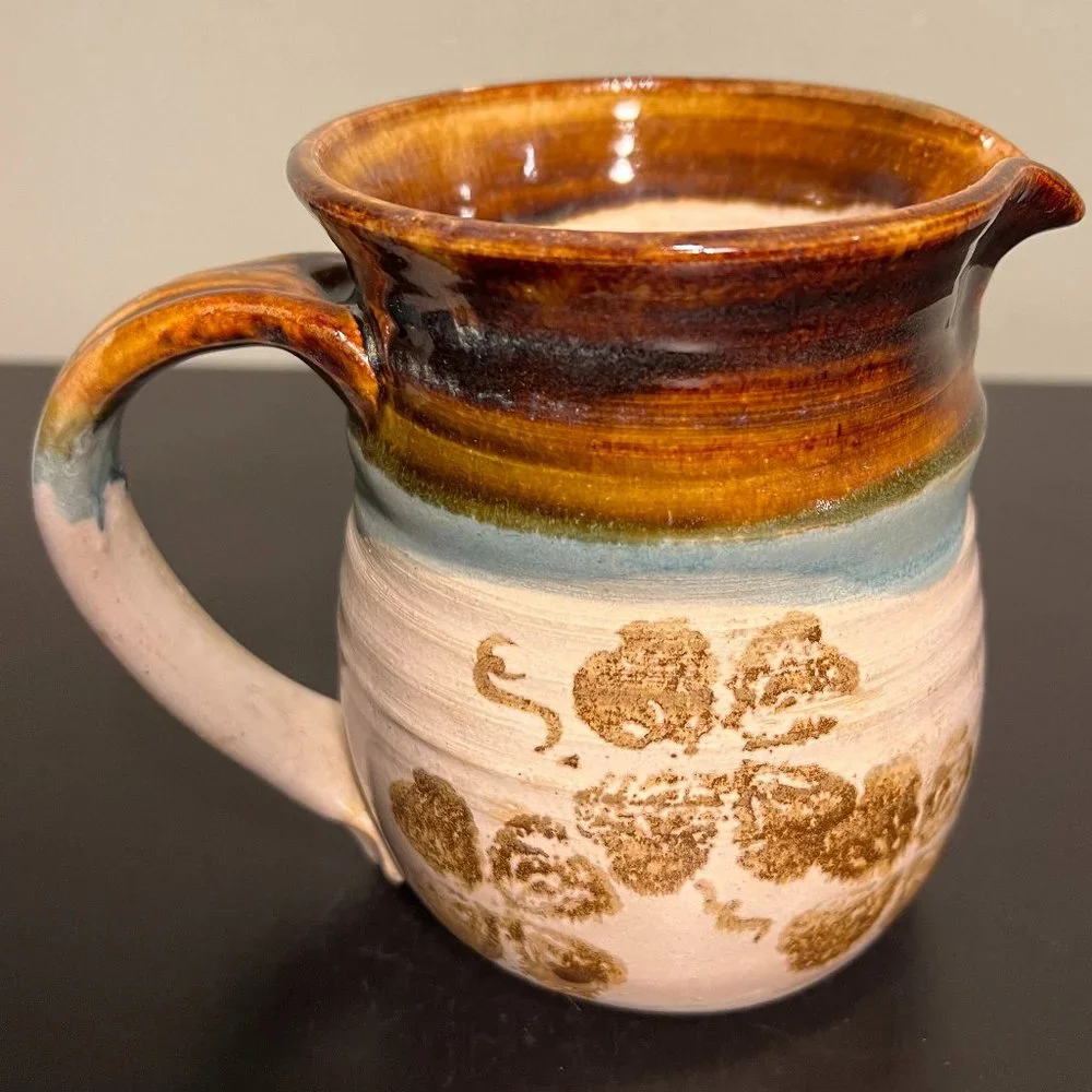 Artist Signed Studio Pottery Pitcher Handcrafted Hand-Thrown Hand Painted Vase